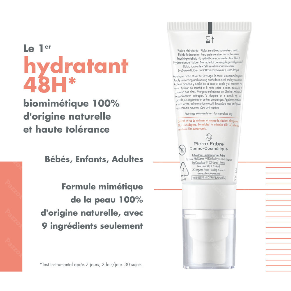 Avène Tolérance Hydra 10 Fluide Hydratant, Peau sensible normale à mixte 40ml