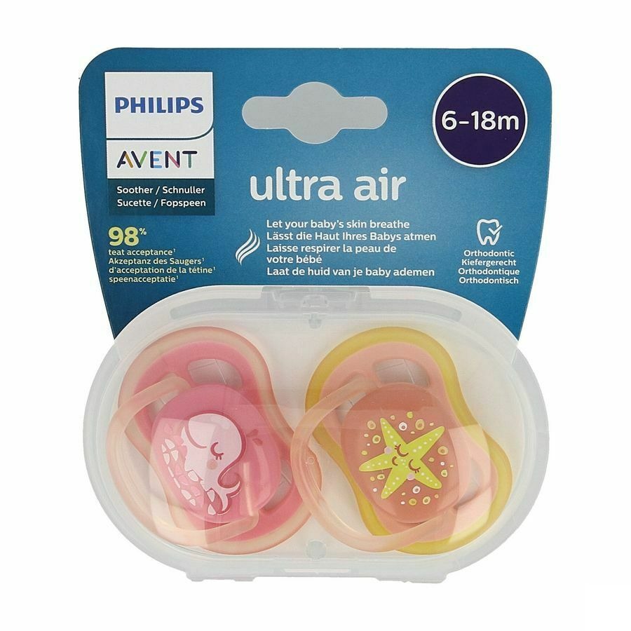 Philips Avent Ultra Air Tetine Girl 6-18m Scf084/04 2 Pieces