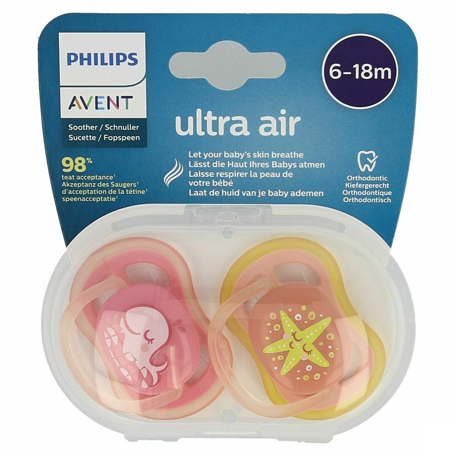 Philips Avent Ultra Air Tetine Girl 6-18m Scf084/04 2 Pieces