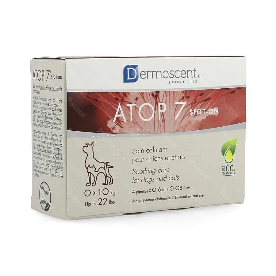 Dermoscent Atop 7 Spoton Chien Chat 1-10kg 4x0,6ml