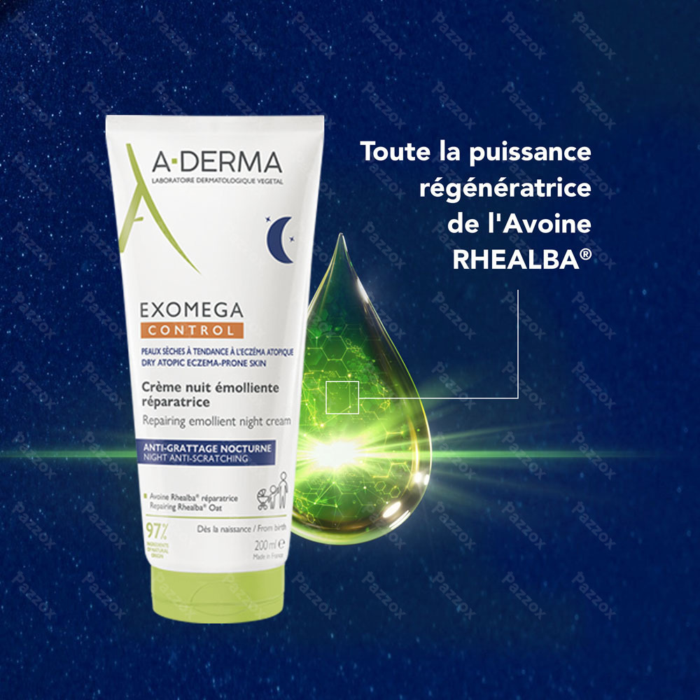 A-Derma ExoMega Control Crème Nuit Emollient Reparatrice 200ml