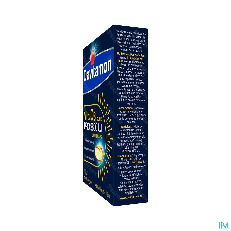 Davitamon Vitamine D3 Pro 2800 UI Vegan 24 Liquidcaps