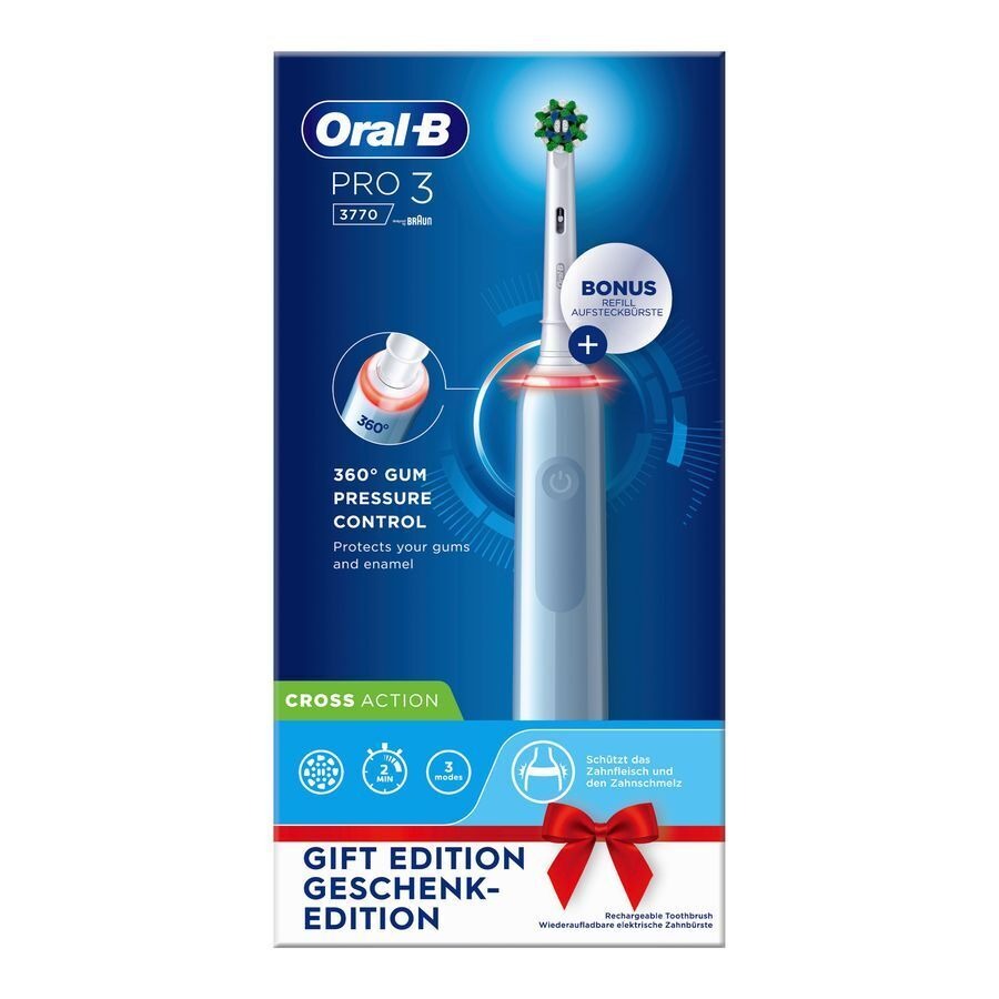 Oral-b Pro3 3770 Blue Eb50rb+eb60 + 2 Pin Box
