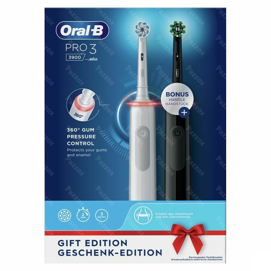 Oral-B Pro 3 Brosse à Dents Electrique Duo Noir/Blanc