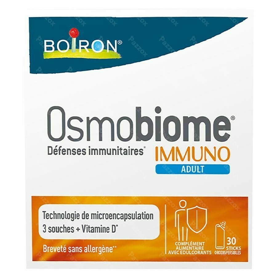 Boiron Osmobiome Immuno Adult Complément Microbiote 30 Sticks de Poudre Orodispersible