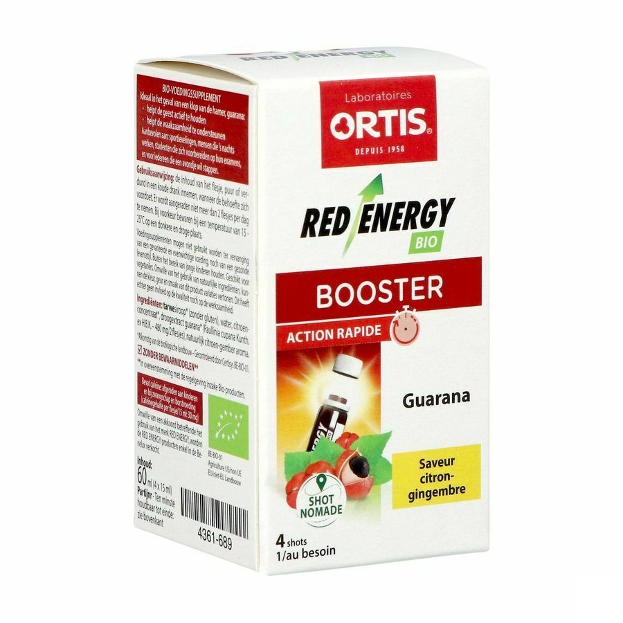 Ortis Red Energy Booster Bio Shots Citron-Gingembre 