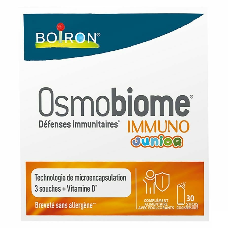 Boiron Osmobiome Immuno Junior Complément Microbiote 30 Sticks de Poudre Orodispersible