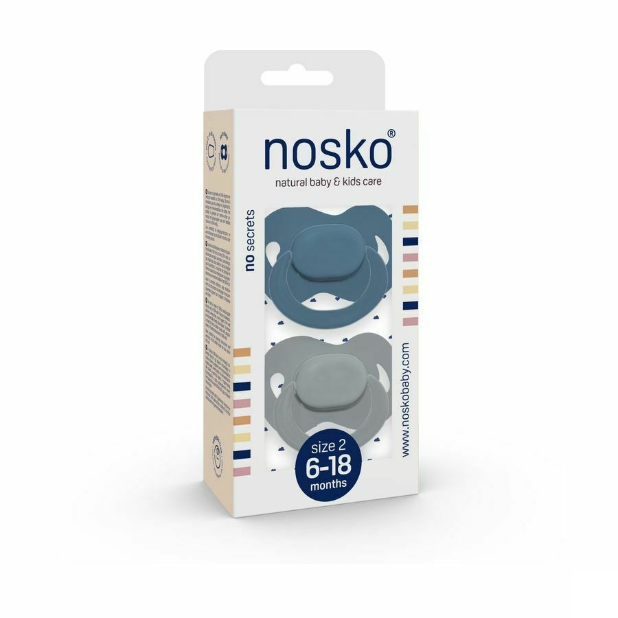 Nosko Sucette 6-18 Mois Whale Blue + Mouse Grey