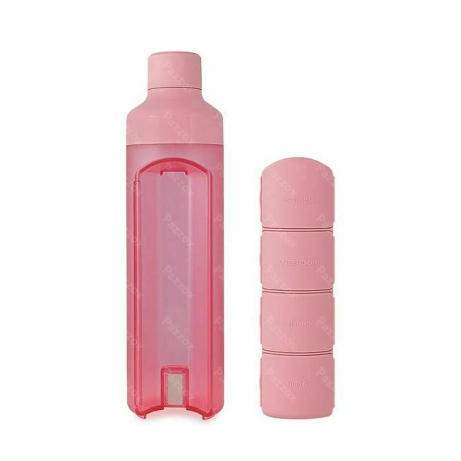 Yos Water Bottle & Pill Box Daily Perfect Pink