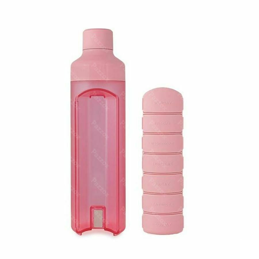 Yos Water Bottle & Pill Box Weekly Perfect Pink
