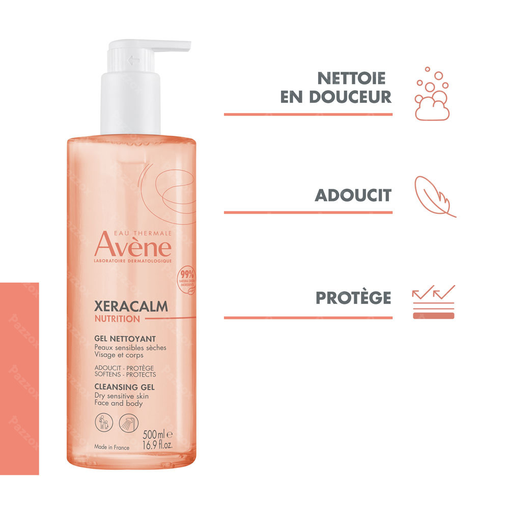 Avène Xeracalm Nutrition Gel Nettoyant, Peau sensible sèche  500ml