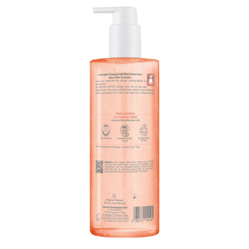 Avène Xeracalm Nutrition Gel Nettoyant, Peau sensible sèche  500ml