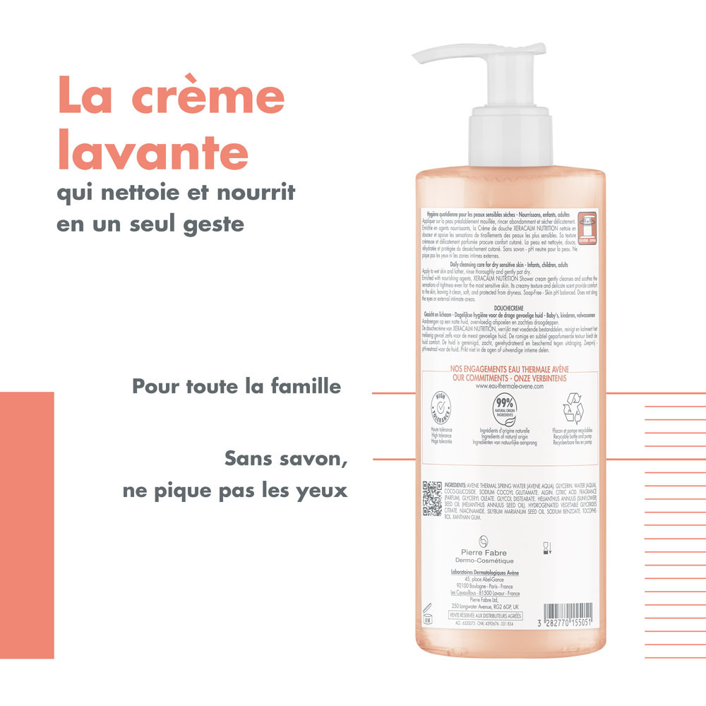 Avène Xeracalm Nutrition Crème de douche, Peau sensible sèche 500ml
