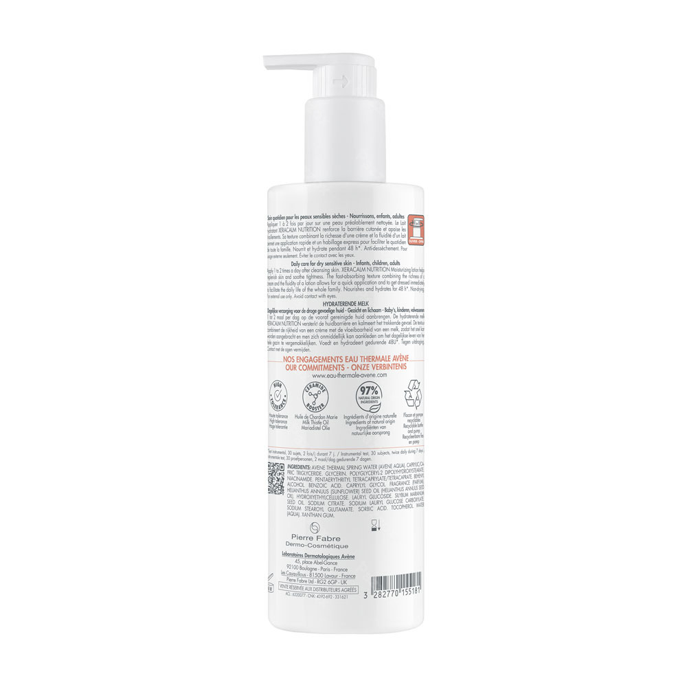 Avène Xeracalm Nutrition Lait hydratant, Peau sensible sèche 400ml
