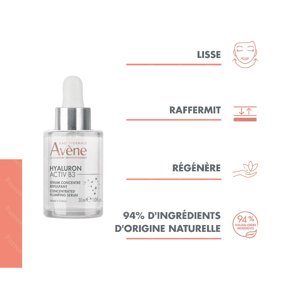 Avène Hyaluron Activ B3 Sérum concentré repulpant anti-âge, Acide hyaluronique & Niacinamide 30ml
