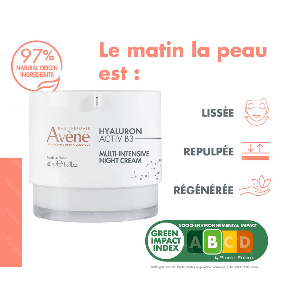 Avène Hyaluron Activ B3 Crème multi-intensive nuit anti-âge, Niacinamide & Rétinaldéhyde 40ml