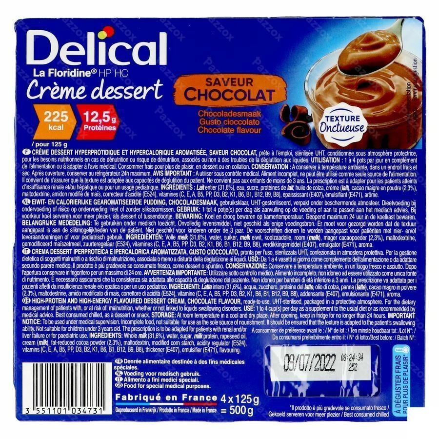 Delical Creme Dessert La Floridine Chocolat 4x125g