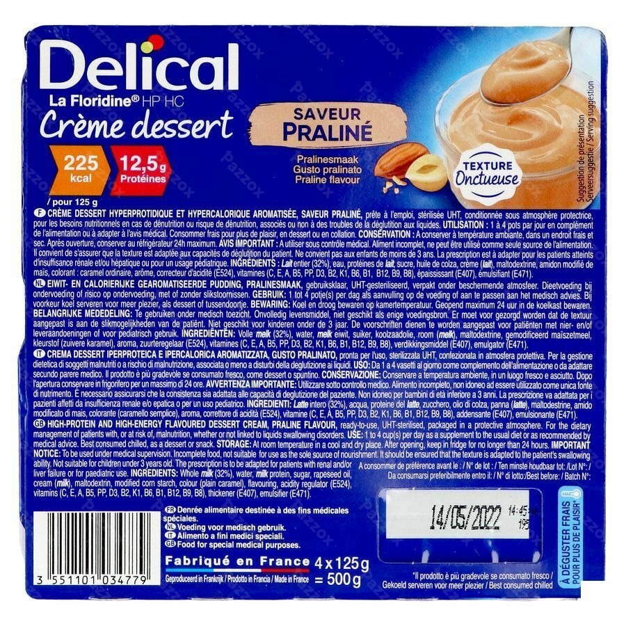Delical Creme Dessert La Floridine Praline 4x125g
