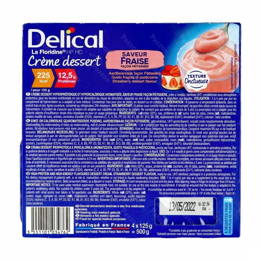 Delical Creme Dessert La Floridine Fraise 4x125g