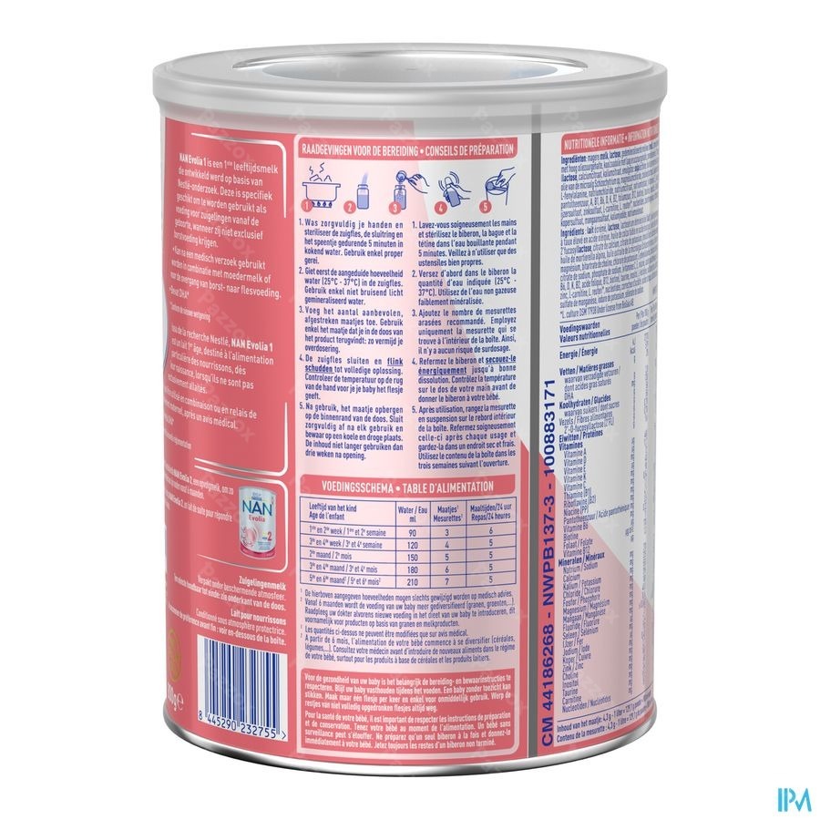 Nan Evolia 1 Lait pour Nourrissons Bébé 800g