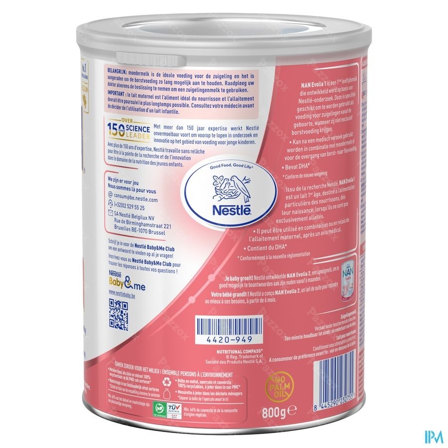 Nan Evolia 1 Lait pour Nourrissons Bébé 800g