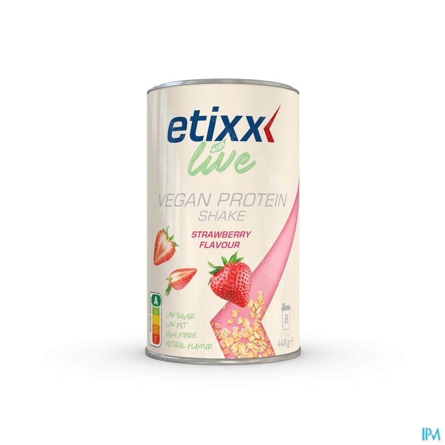 Etixx Live Vegan Protein Shake Strawberry Poudre 448g