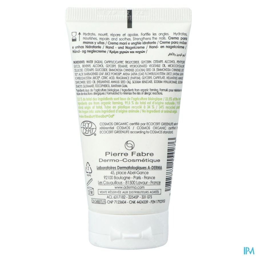 A-Derma Crème Mains Lait Avoine 50ml