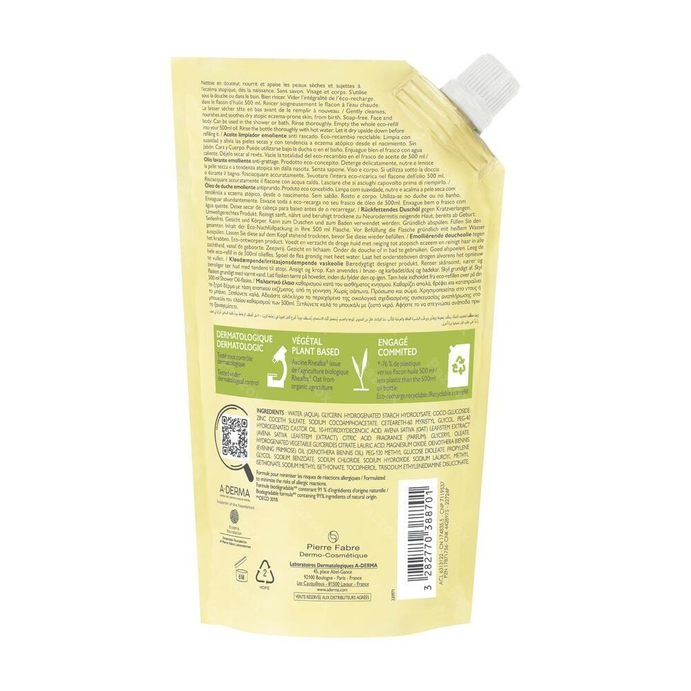 A-Derma Exomega Control Huile Emollient Refill 500ml