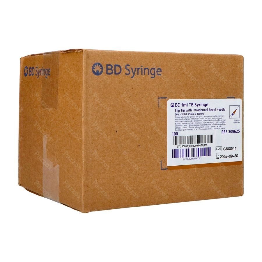 Bd Luer Slip Tip Sering.1ml+aig.26g 3/8'' Ster 100