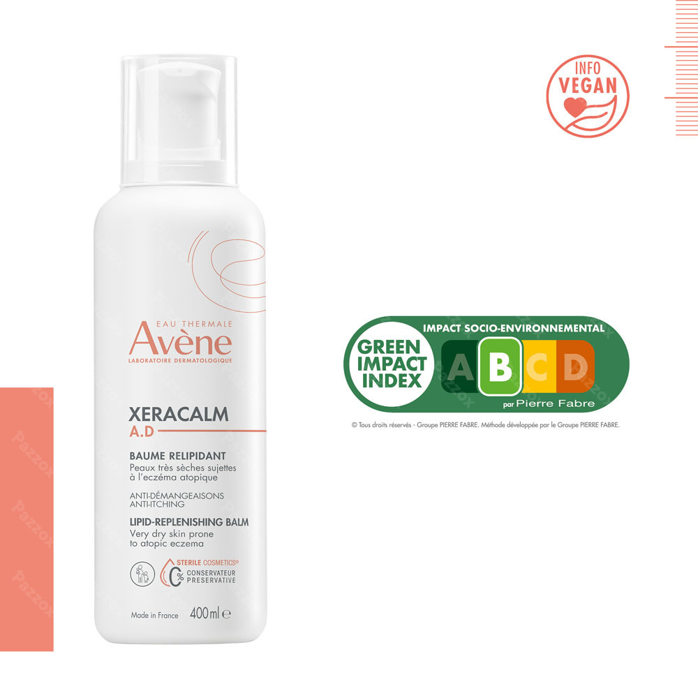 Avène XeraCalm A.D Baume relipidant, Peau très sèche sujette à l'eczéma atopique et aux démangeaisons 400ml