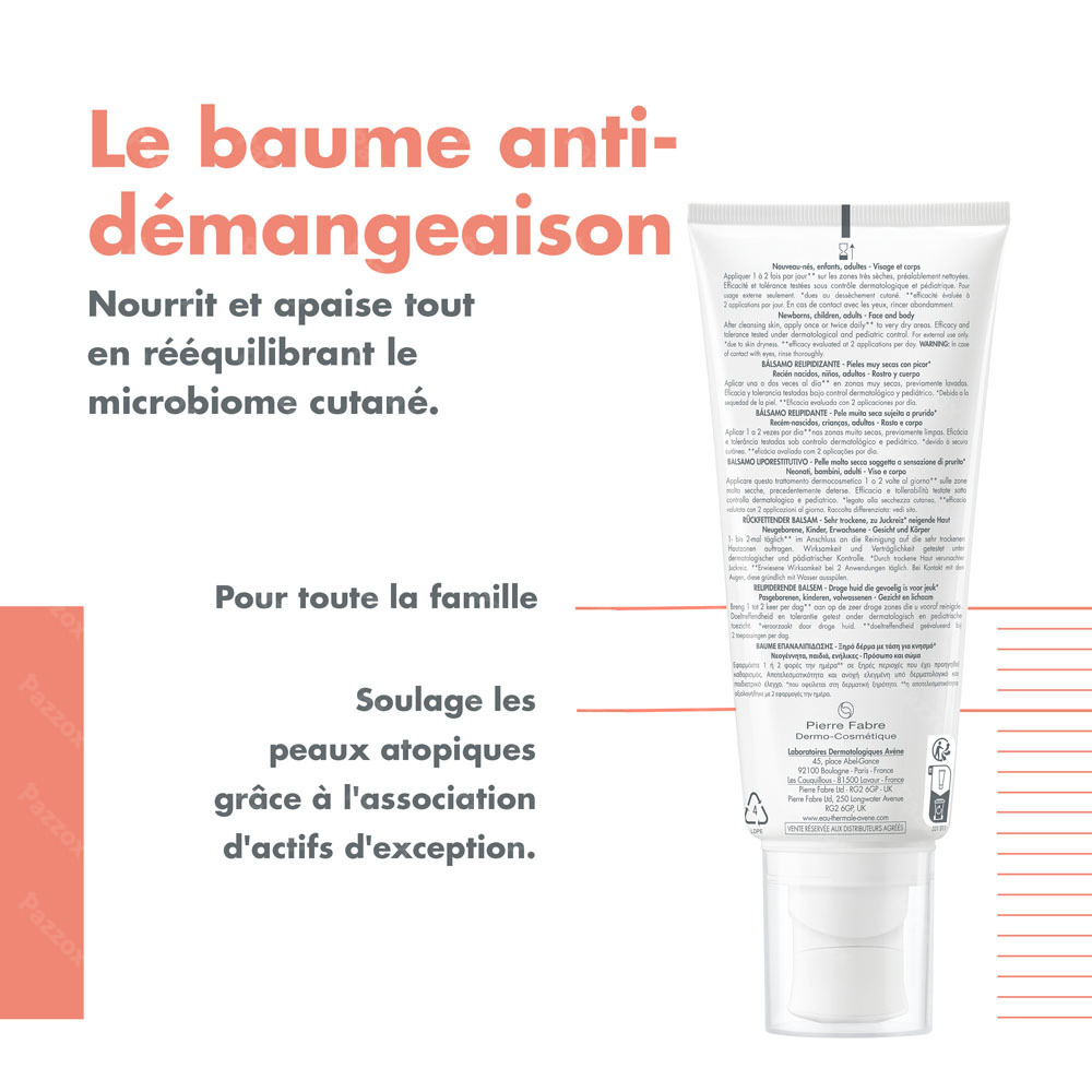 Avène XeraCalm A.D Baume relipidant, Peau très sèche sujette à l'eczéma atopique et aux démangeaisons 200ml