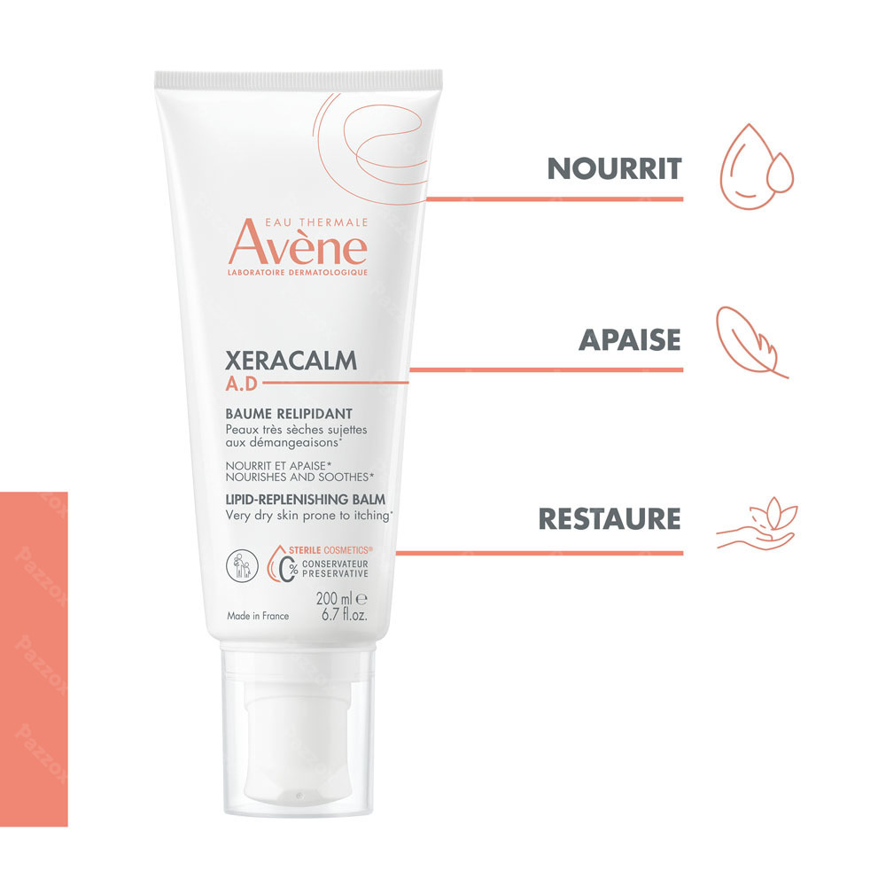 Avène XeraCalm A.D Baume relipidant, Peau très sèche sujette à l'eczéma atopique et aux démangeaisons 200ml