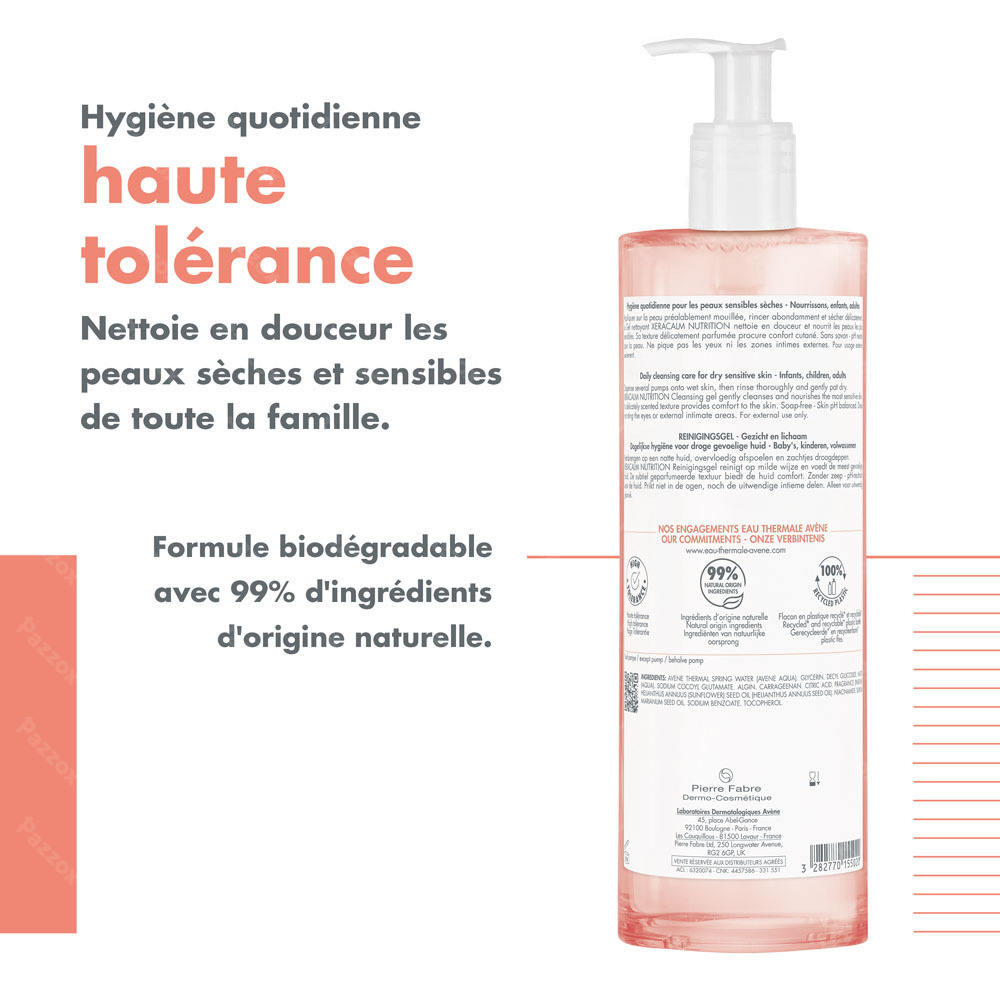 Avène Xeracalm Nutrition Gel Nettoyant, Peau sensible sèche  750ml