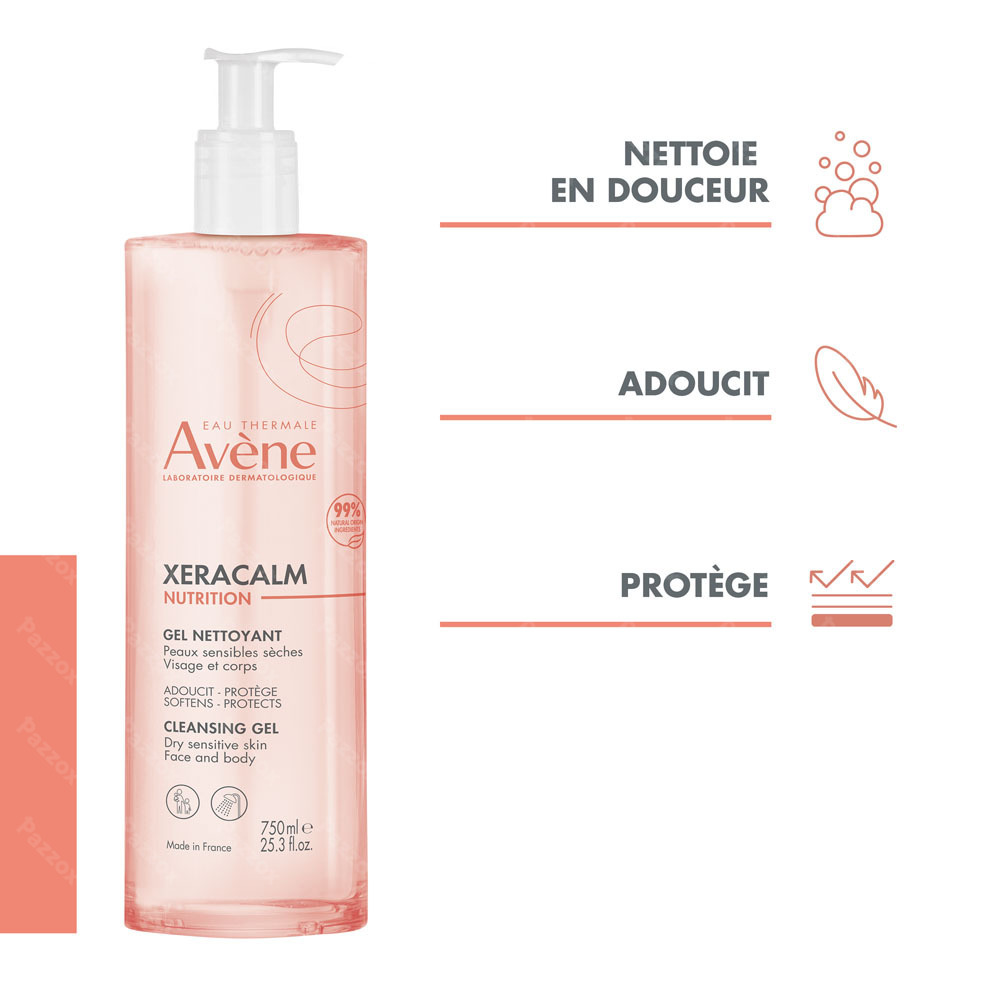Avène Xeracalm Nutrition Gel Nettoyant, Peau sensible sèche  750ml