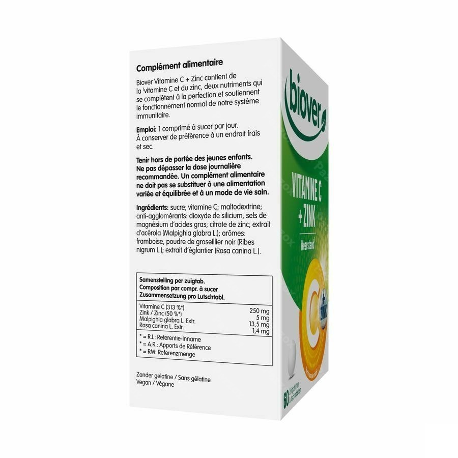 Biover Vitamine C + Zink 60 Comprimés