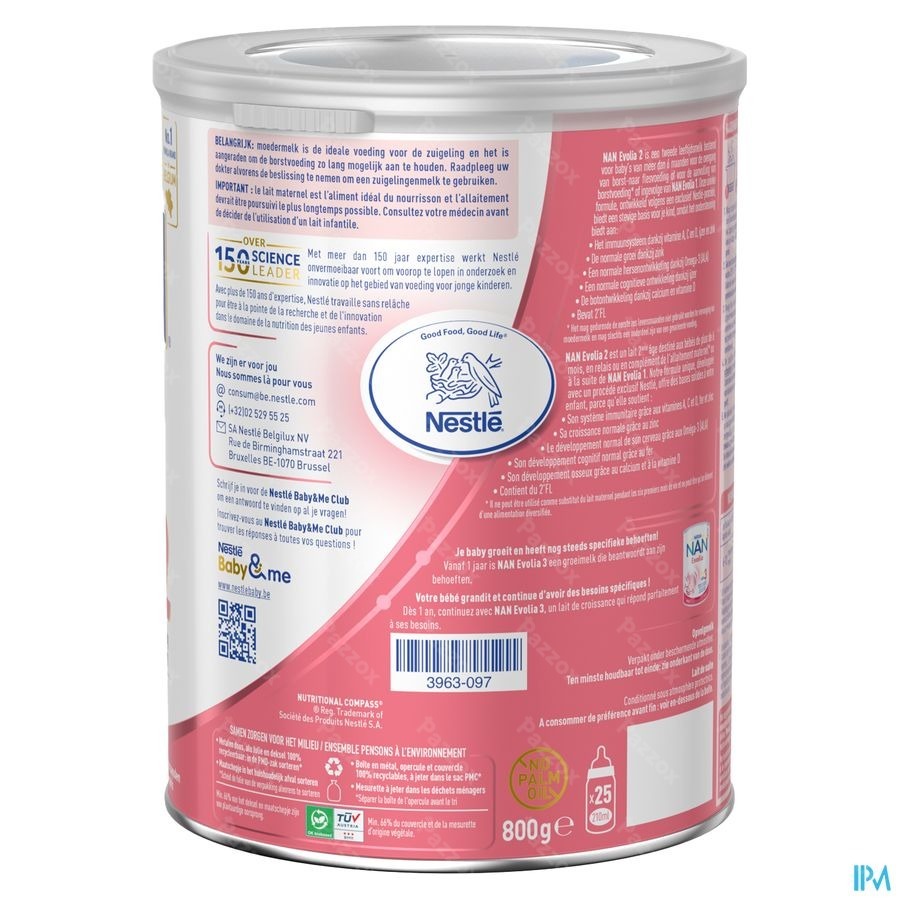 Nan Evolia 2 lait Deuxième Âge Bébé 6+ Mois 800g
