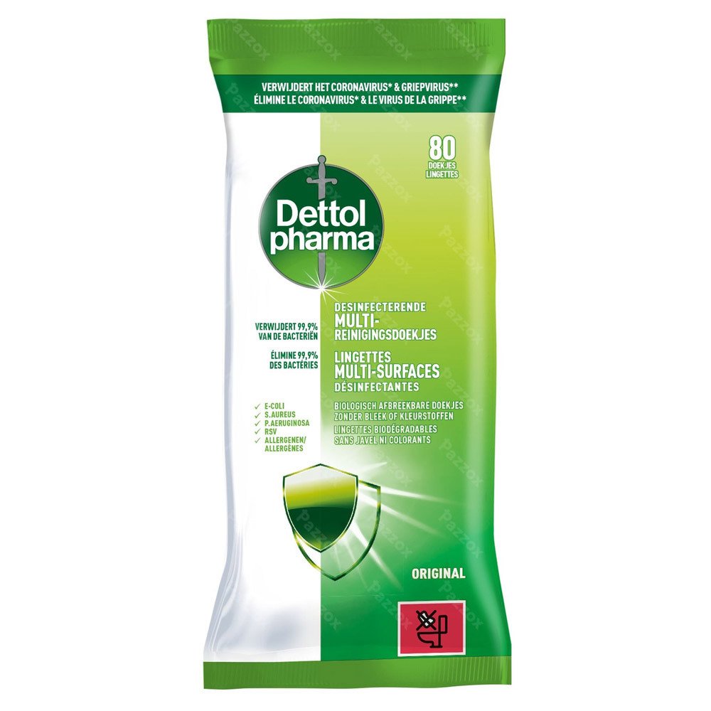 Dettolpharma Lingettes Desinfect.multi Surfaces 80