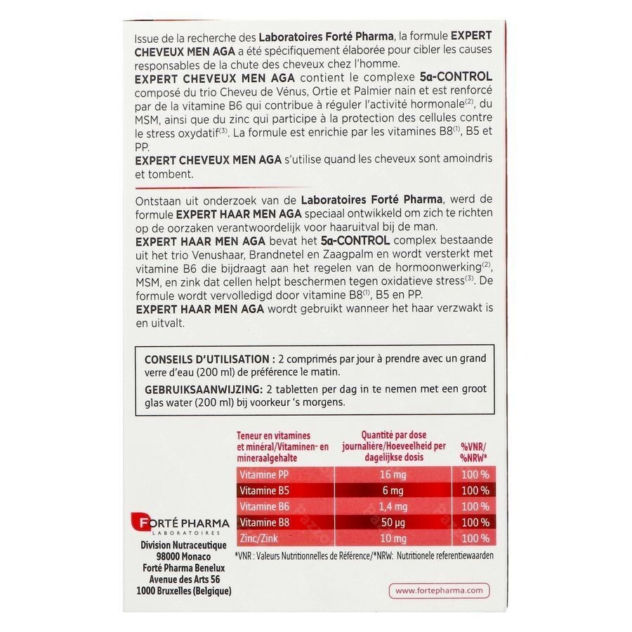 Expert Cheveux Men Aga 60 Comprimés