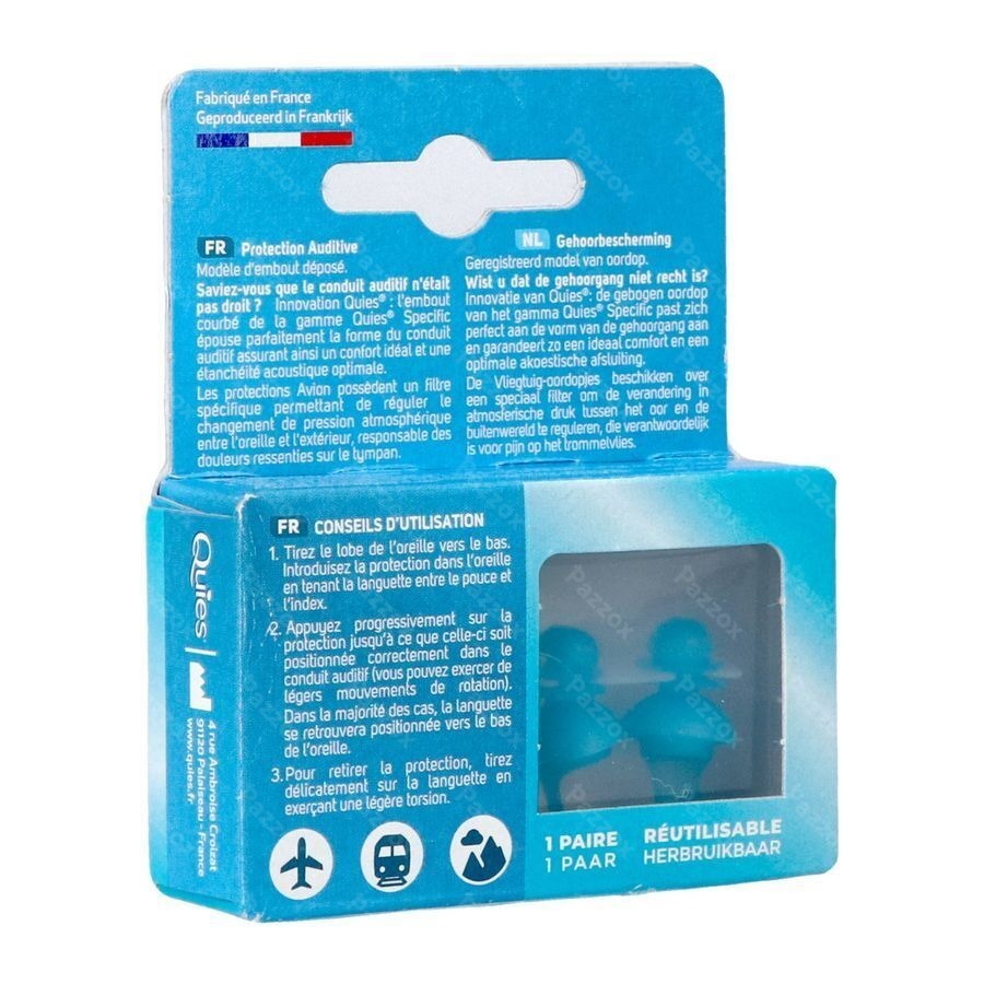 Quies Avion 1 Paire Bouchons d'Oreilles