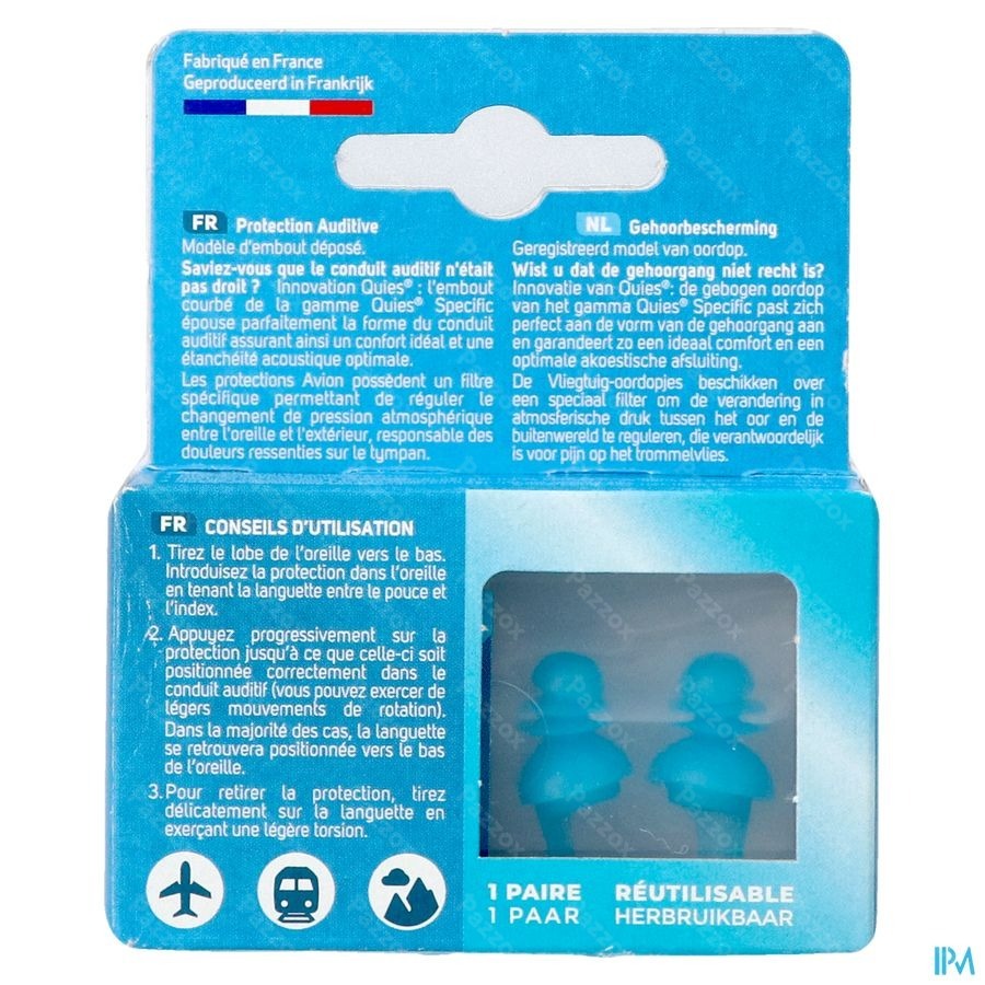 Quies Avion 1 Paire Bouchons d'Oreilles