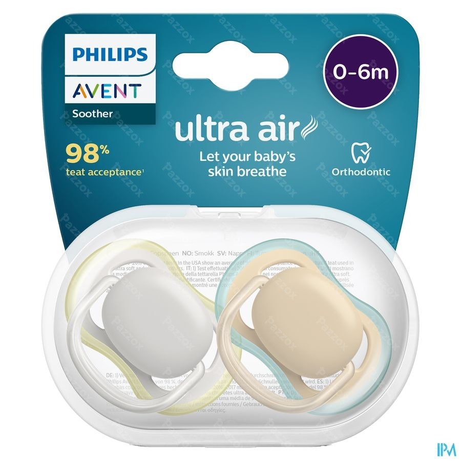 Philips Avent Sucette +0m Air Vert Gris
