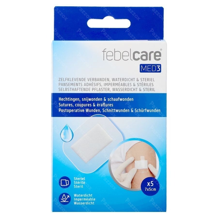 Febelcare Med3 Pans. Adh. Ster. Wtp 7x5cm 5