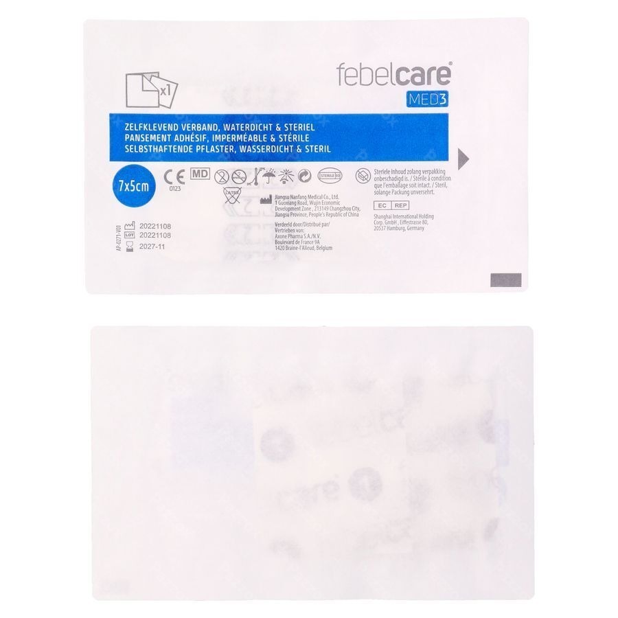 Febelcare Med3 Pans. Adh. Ster. Wtp 7x5cm 5