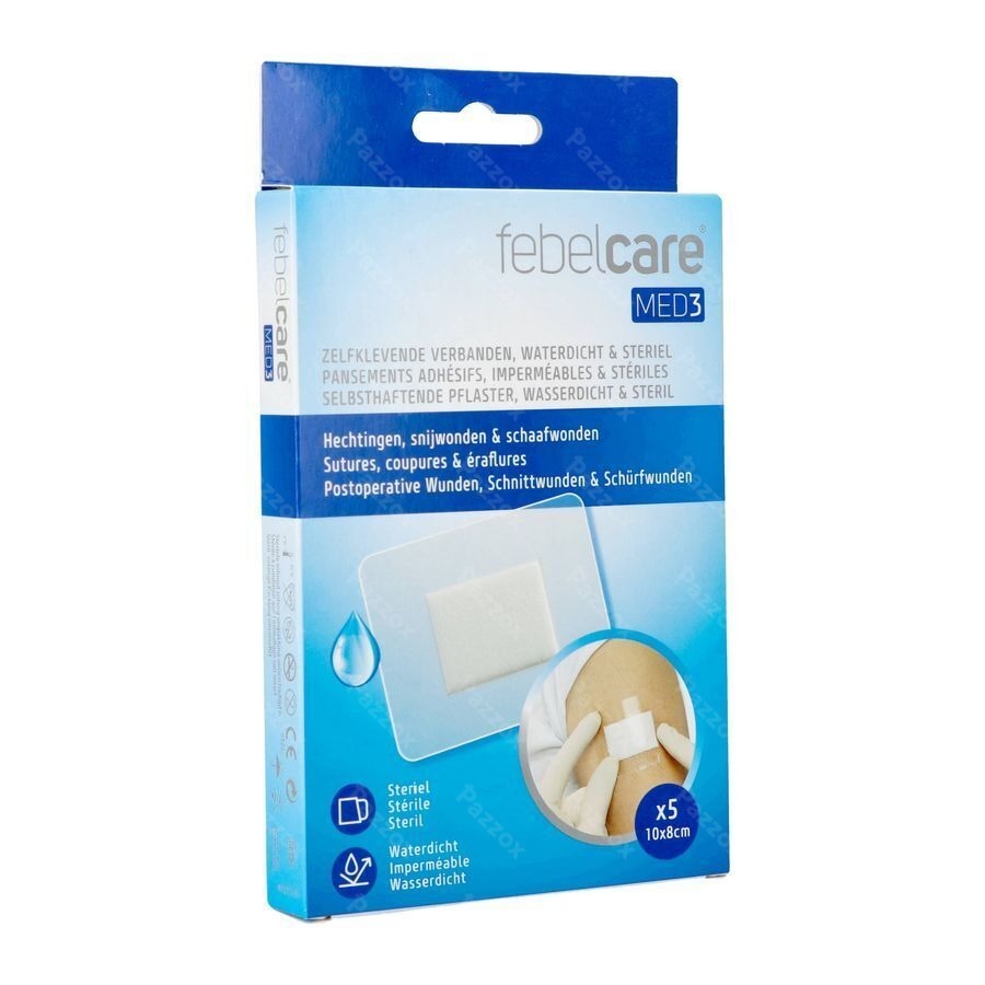 Febelcare Med3 Pans. Adh. Ster. Wtp 8x10cm 5