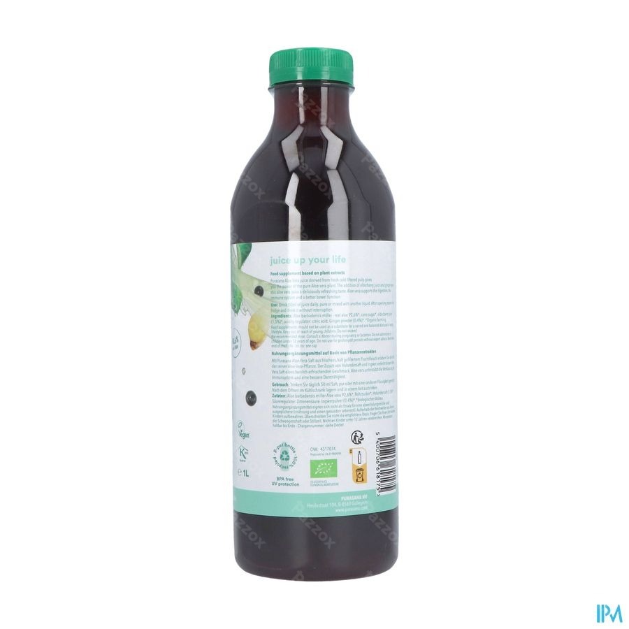 Purasana Vegan Aloe Vera+elderberry+ginger Juice1l