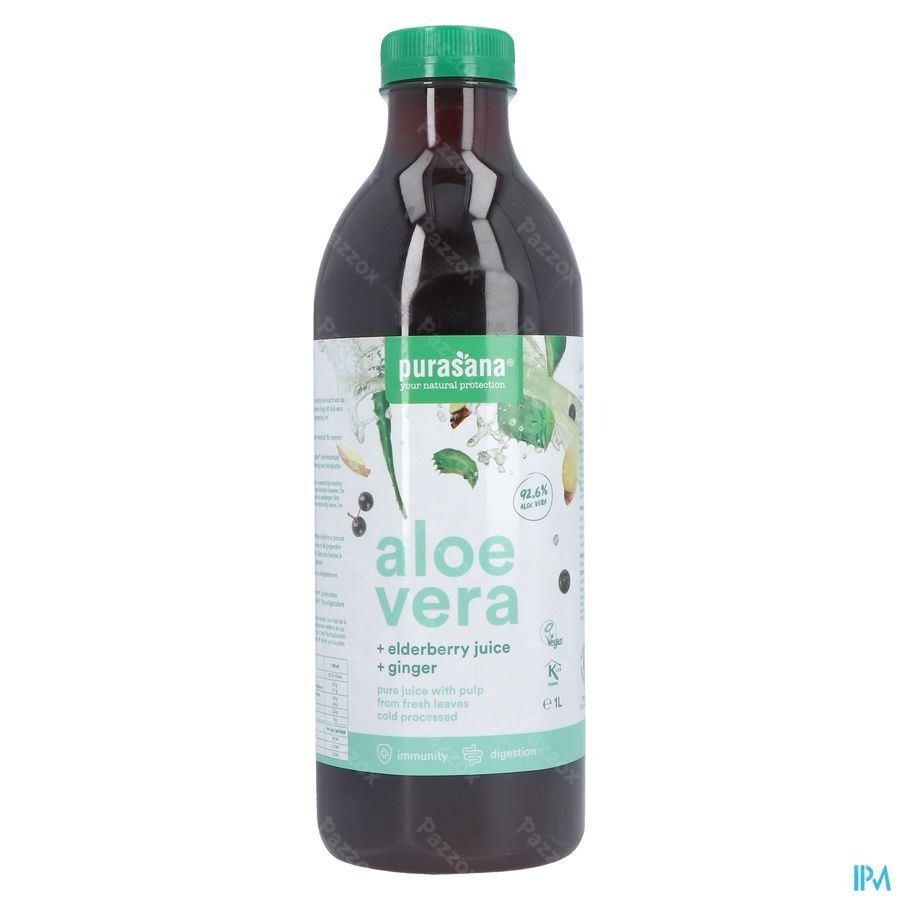 Purasana Vegan Aloe Vera+elderberry+ginger Juice1l