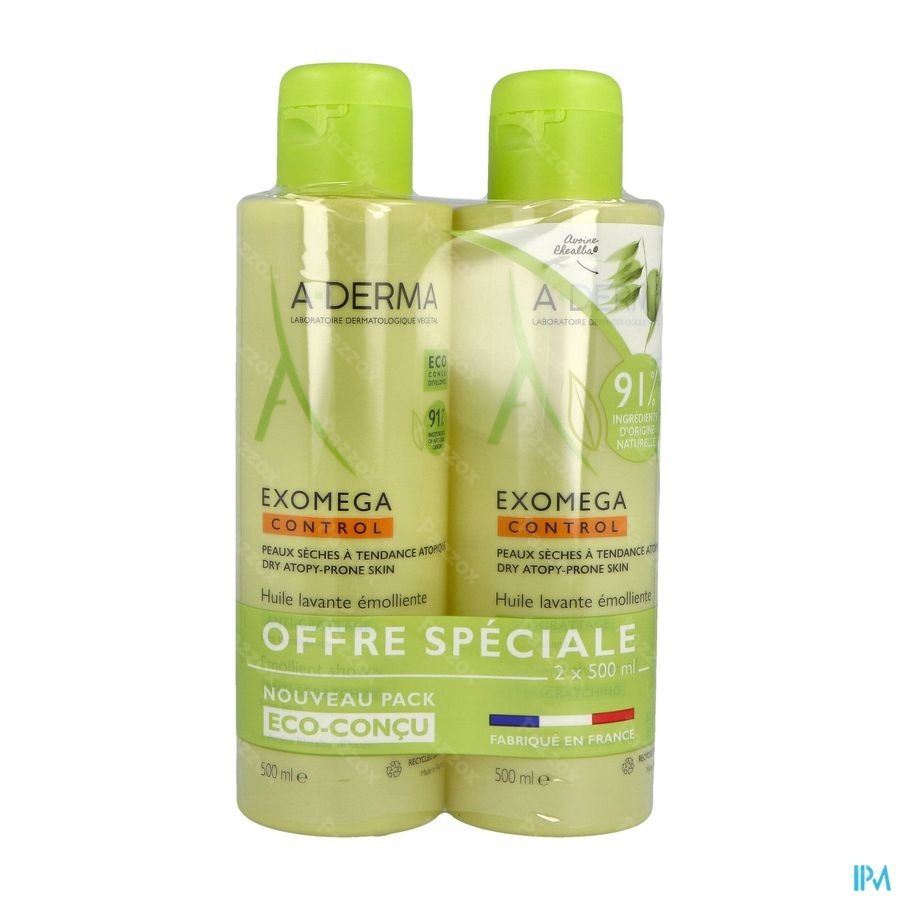A-Derma Exomega Control Huile 2 x 500ml Promo -50%