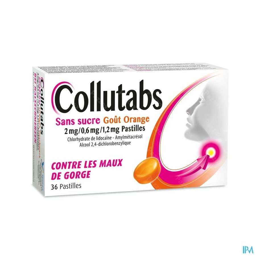 Collutabs Sans Sucre Goût Orange 2mg/0,6mg/1,2mg Pastilles