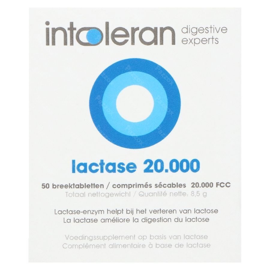 Intoleran Lactase 20 000 50 Comprimées