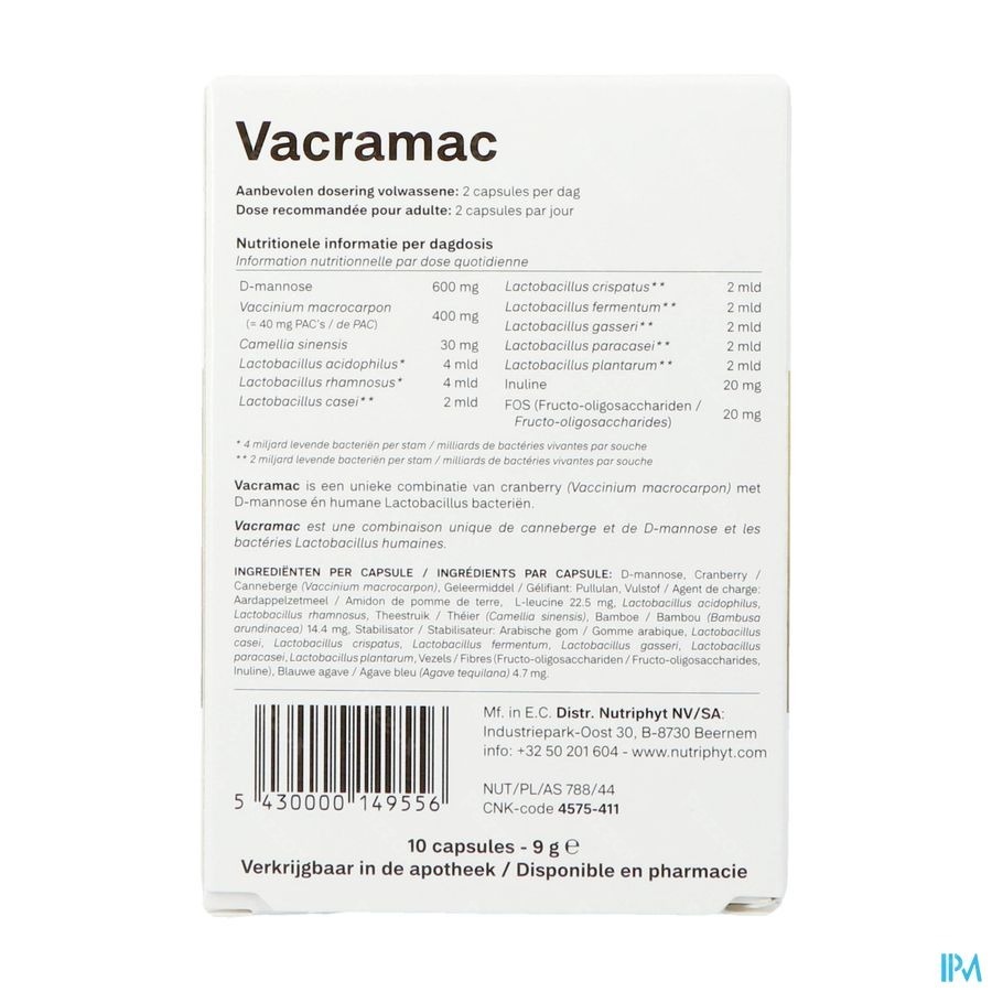 Vacramac 10 Caps 10 Nutriphyt